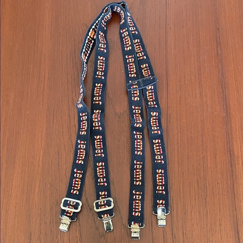 1970s Navy Suspenders with JEANS Logo